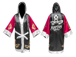 Custom made Boxing Robe outfit : KNFIR-143-Rose-Black