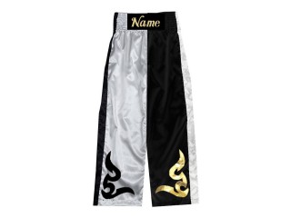 Personalised Kickboxing Trouser : KNPANTS-002-White-Black