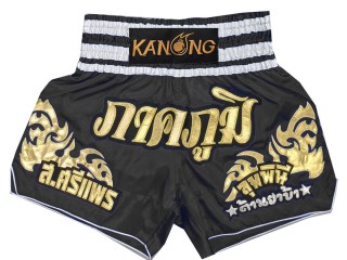 Customizable Tradition Muay Thai Shorts : KNSCUST-1249-Black