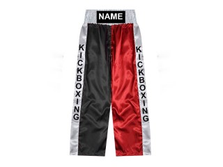 Custom Kick boxing Trousers : KNPANTS-001-Black-Red