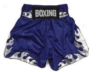 Custom Boxing Trunks : KNBSH-038-Navy Flame