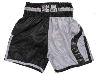 Design your own boxing shorts : KNBXCUST-2049-Black-Grey