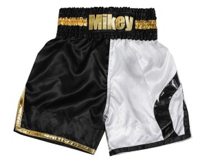 Personalized Boxing Shorts : KNBXCUST-2049-Black-White