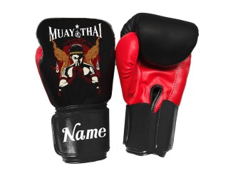 Personalised Black and Red Boxing Gloves : KNGCUST-101