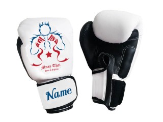 Personalised White Boxing Gloves : KNGCUST-102