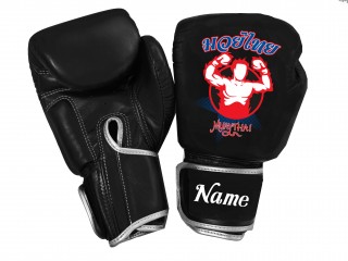 Personalised Black Boxing Gloves : KNGCUST-104