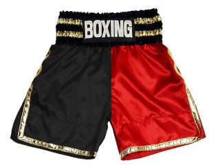 Custom  Boxing Trunks : KNBSH-039-Black-Red