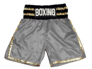 Custom  Boxing Trunks : KNBSH-039-Grey